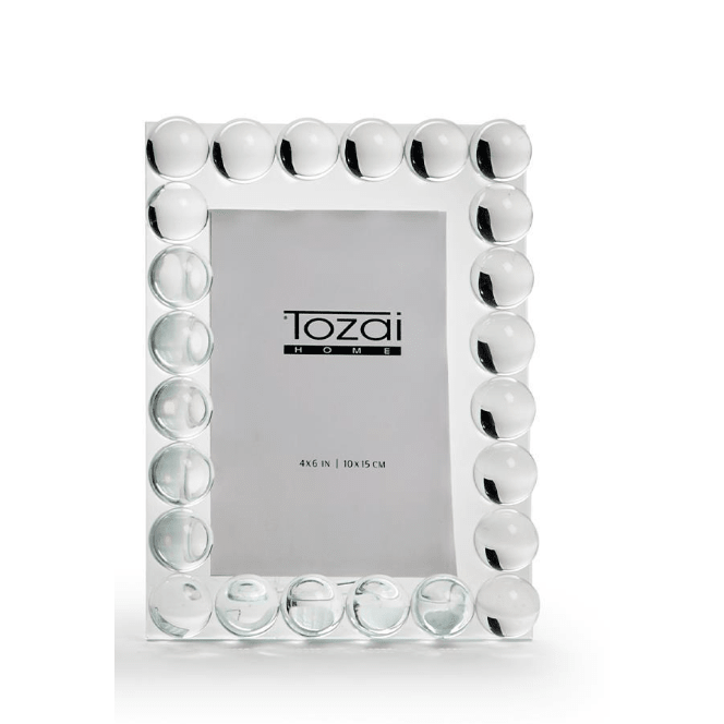 Bubbles Crystal Glass Photo Frame 4 x 6 - White Farmhouse Flowers