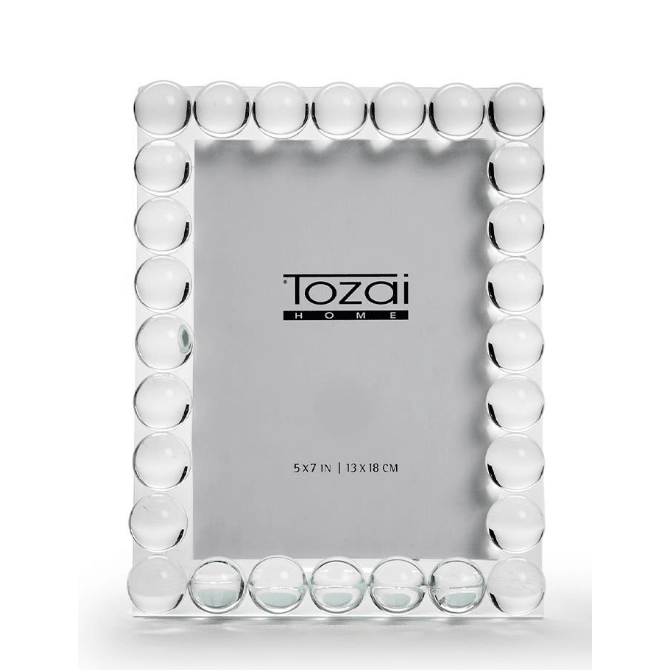 Bubbles Crystal Glass Photo Frame 5 x 7 - White Farmhouse Flowers