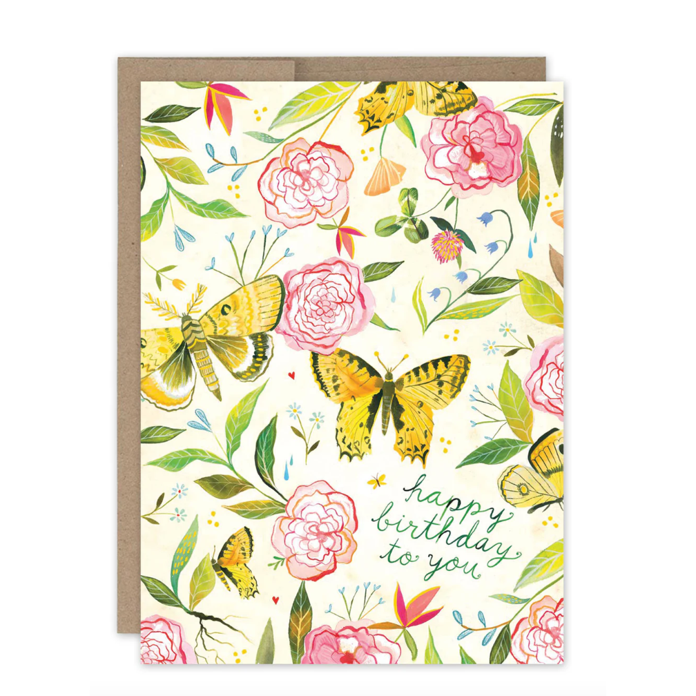 Butterfly Birthday Card KD005 - White Farmhouse Flowers