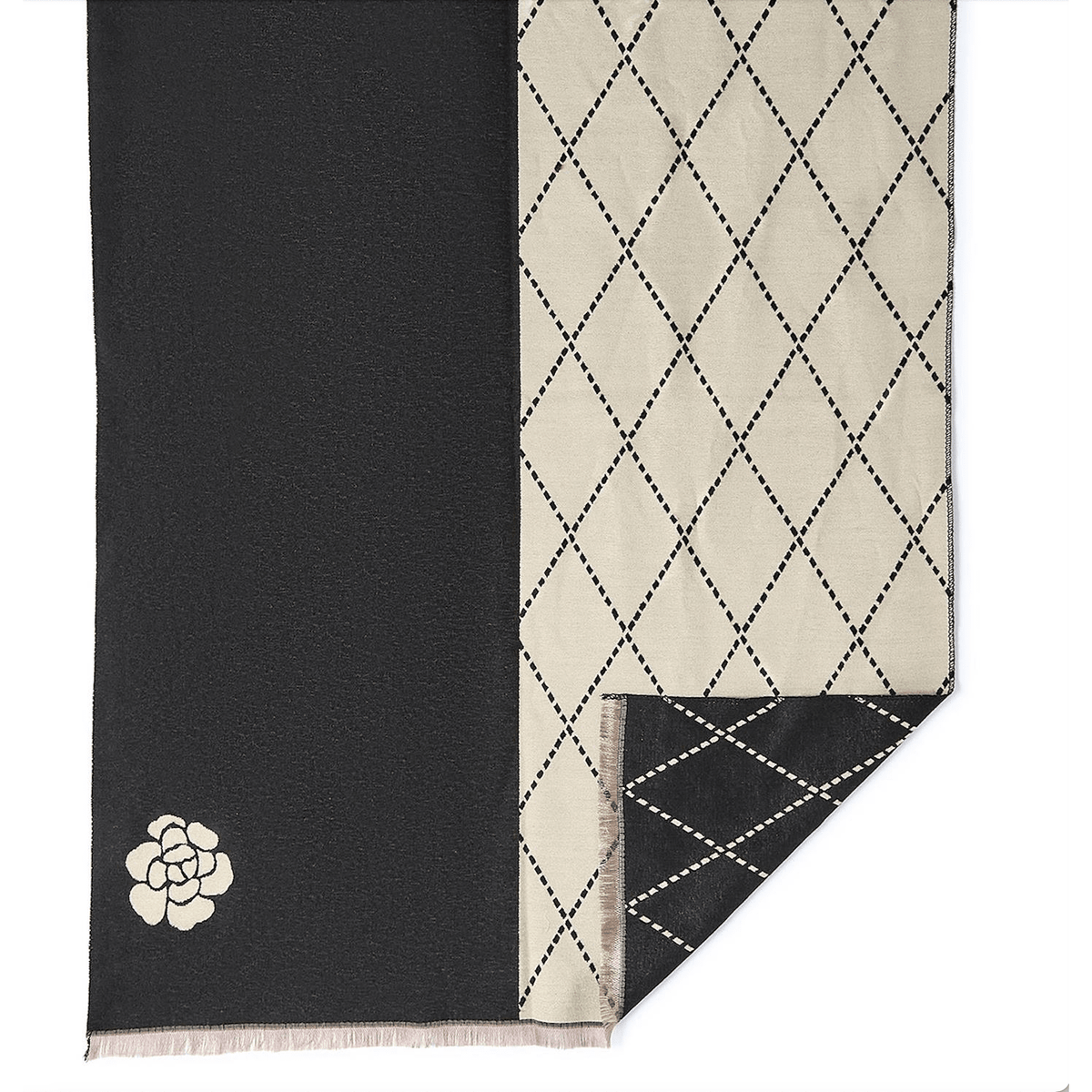 Camelia Reversible Scarf - White Farmhouse Flowers