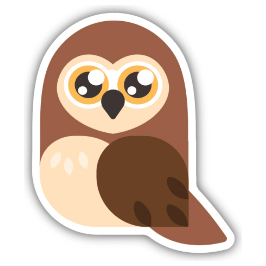 Cartoony Owl Sticker - White Farmhouse Flowers