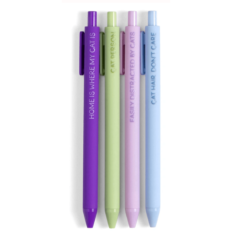Cat Lover Pen Set - White Farmhouse Flowers