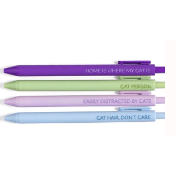 Cat Lover Pen Set - White Farmhouse Flowers