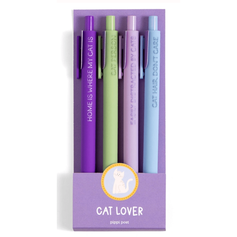 Cat Lover Pen Set - White Farmhouse Flowers