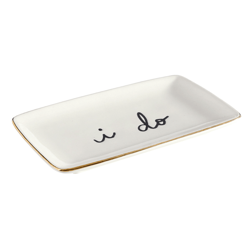 Ceramic Trinket Tray - I Do - White Farmhouse Flowers