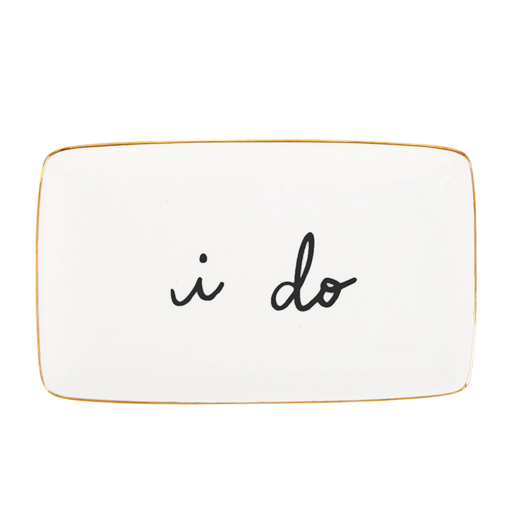 Ceramic Trinket Tray - I Do - White Farmhouse Flowers