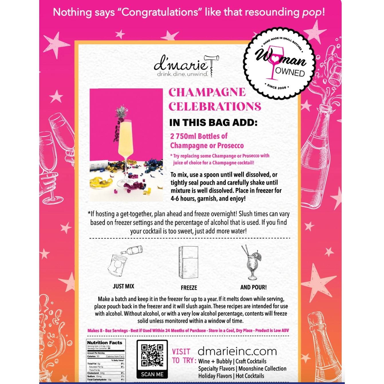 Champagne Cocktail Mix – Ready to Freeze | Celebration Gift Parkville MO - White Farmhouse Flowers