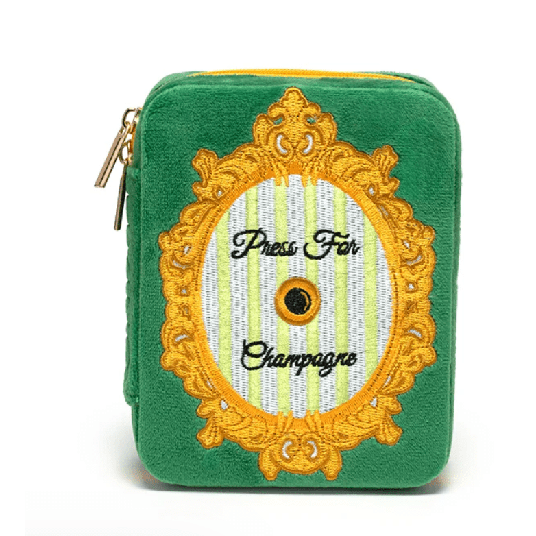 Champagne Jewelry Zip Case - White Farmhouse Flowers