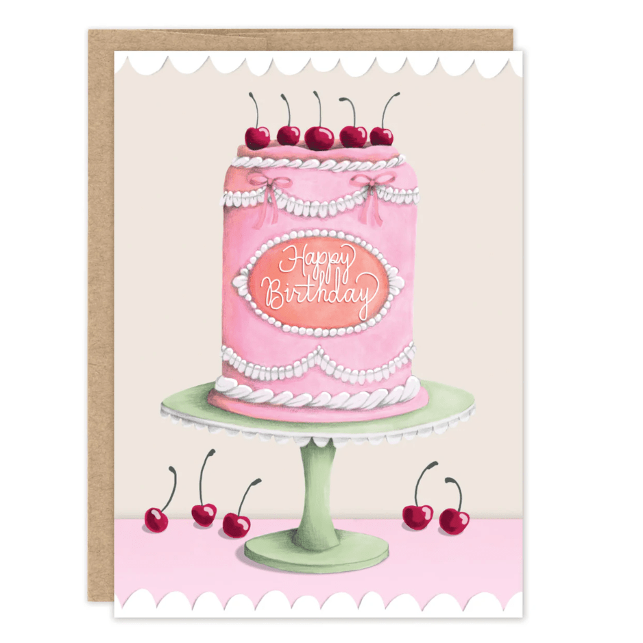Cherry Cake Birthday Card LS010 - White Farmhouse Flowers