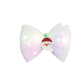 Christmas Light-Up Hair Bow - White Farmhouse Flowers