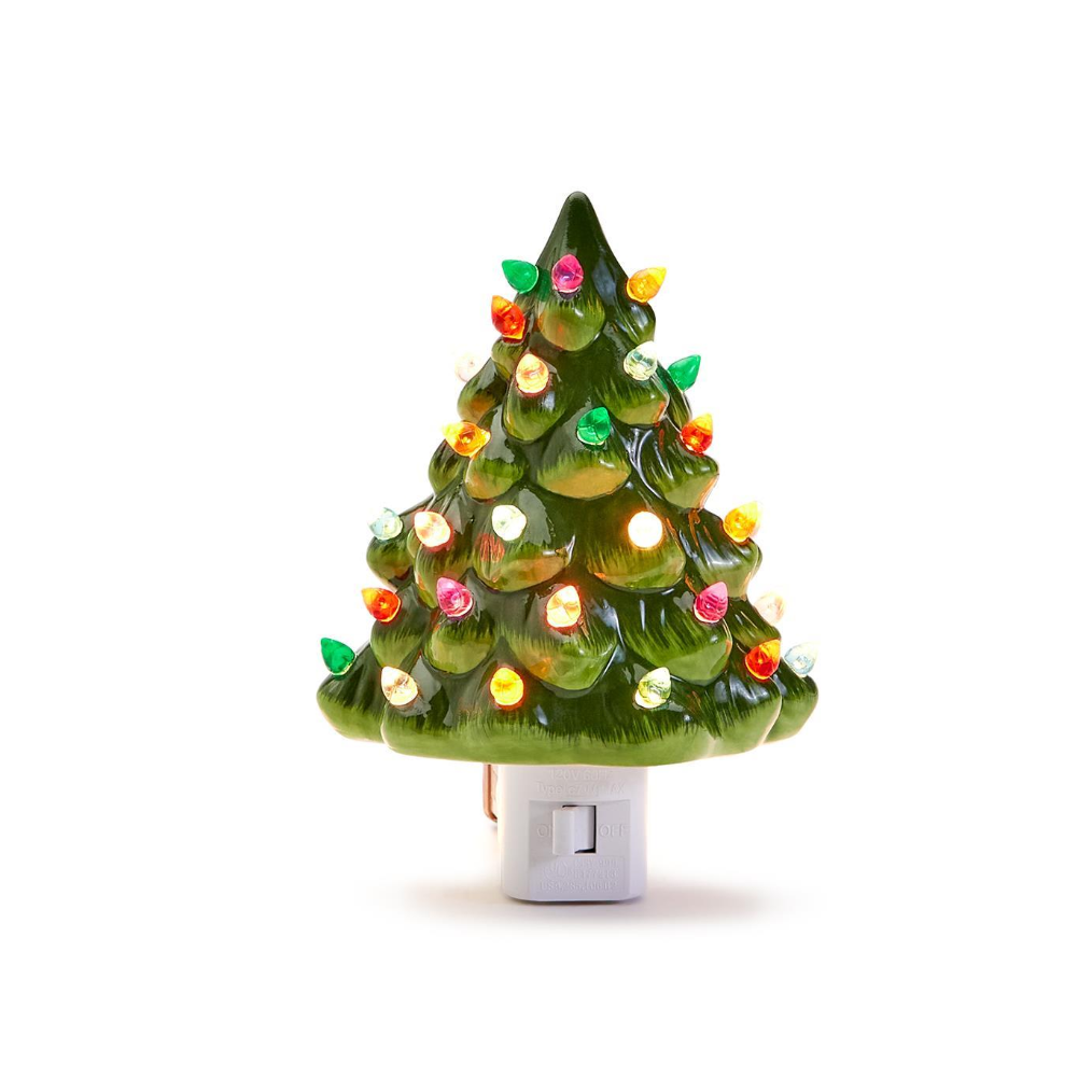 Christmas Tree Nightlight Decor - White Farmhouse Flowers