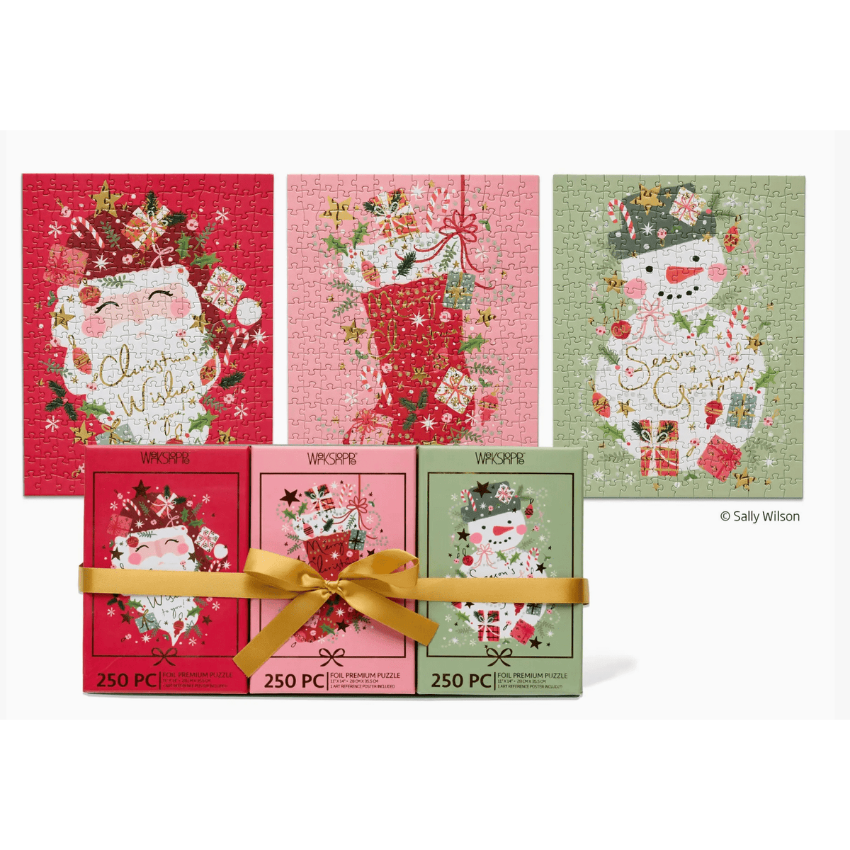 Christmas Wishes Set of 3 Puzzles - White Farmhouse Flowers