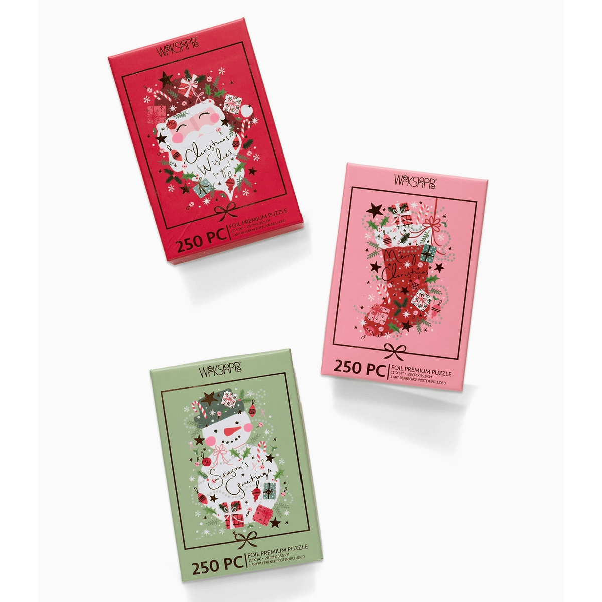 Christmas Wishes Set of 3 Puzzles - White Farmhouse Flowers