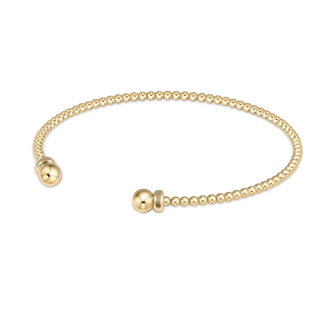 Classic Gold 2mm Bead Cuff - Gold - White Farmhouse Flowers