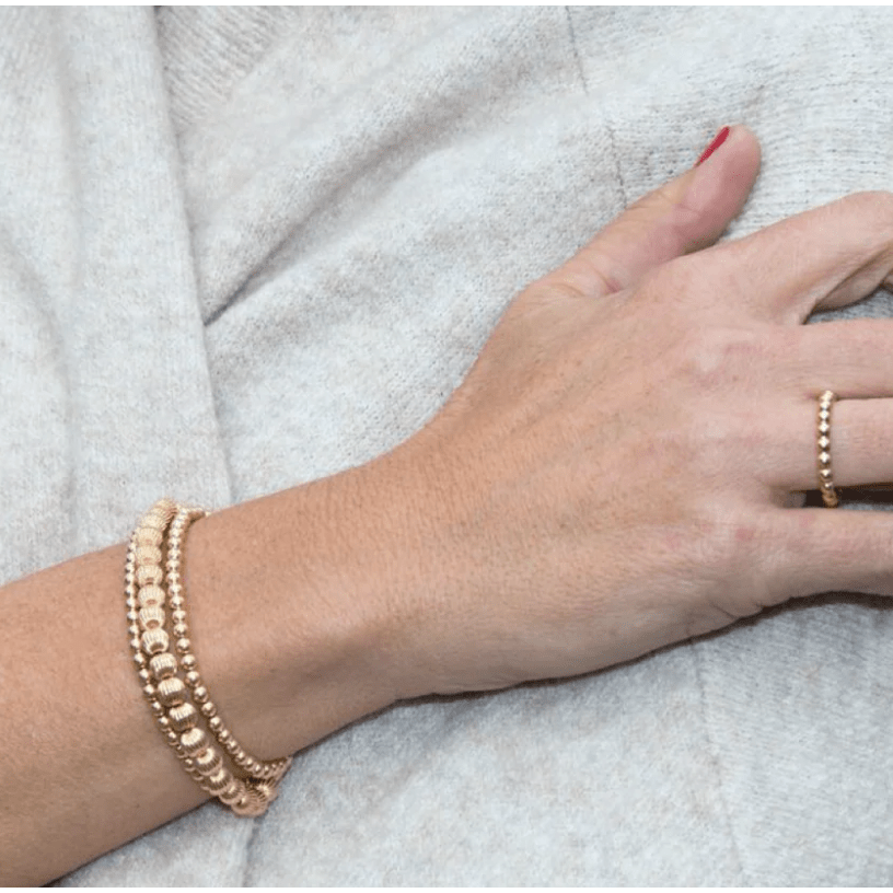 Classic Gold 2mm Bead Ring - White Farmhouse Flowers