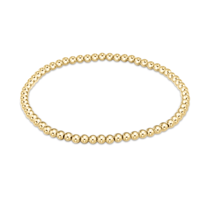 Classic Gold 3mm Bead Bracelet - White Farmhouse Flowers