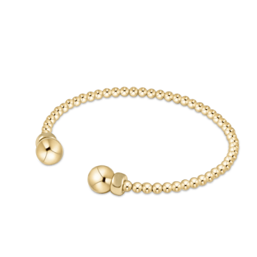 Classic Gold 3mm Bead Cuff - Gold - White Farmhouse Flowers