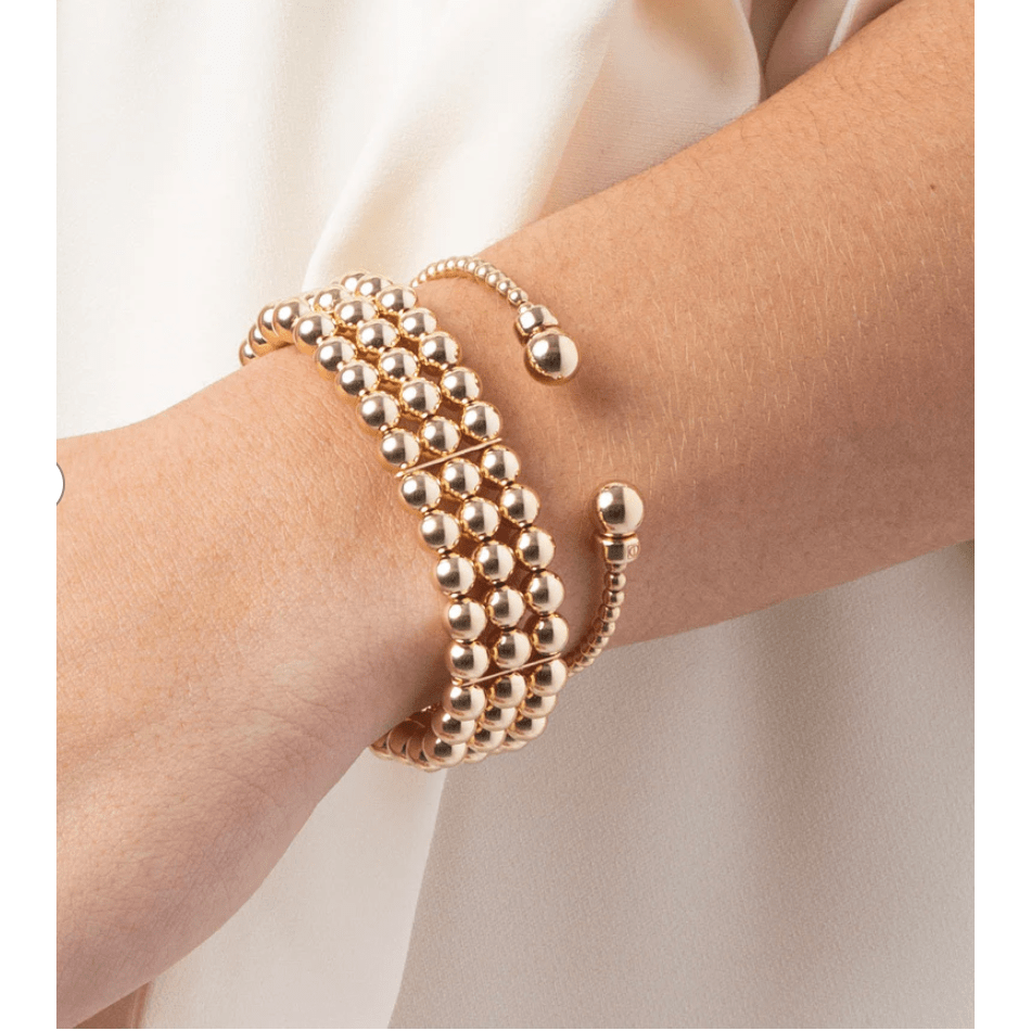 Classic Gold 3mm Bead Cuff - Gold - White Farmhouse Flowers