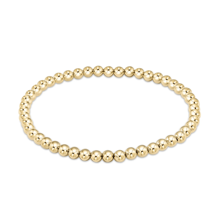 Classic Gold 4mm Bead Bracelet - White Farmhouse Flowers