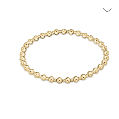 Classic Grateful Pattern 4mm Bead Bracelet - Gold - White Farmhouse Flowers