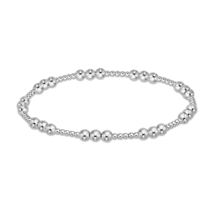 Classic Joy Pattern 4mm Bead Bracelet - Sterling - White Farmhouse Flowers