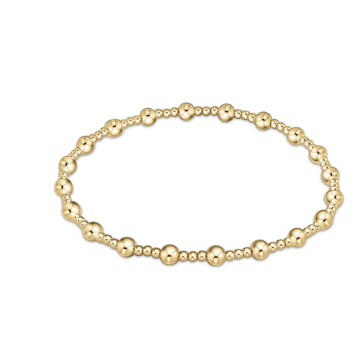 Classic Sincerity Pattern 4mm Bead Bracelet - Gold - White Farmhouse Flowers