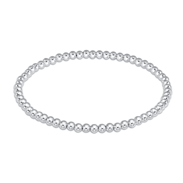 Classic Sterling 3mm Bead Bracelet - White Farmhouse Flowers