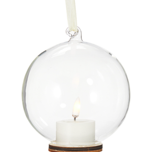 Clear Ornament with Ivory Tealight
