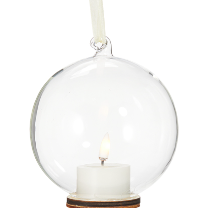 Clear Ornament with Ivory Tealight