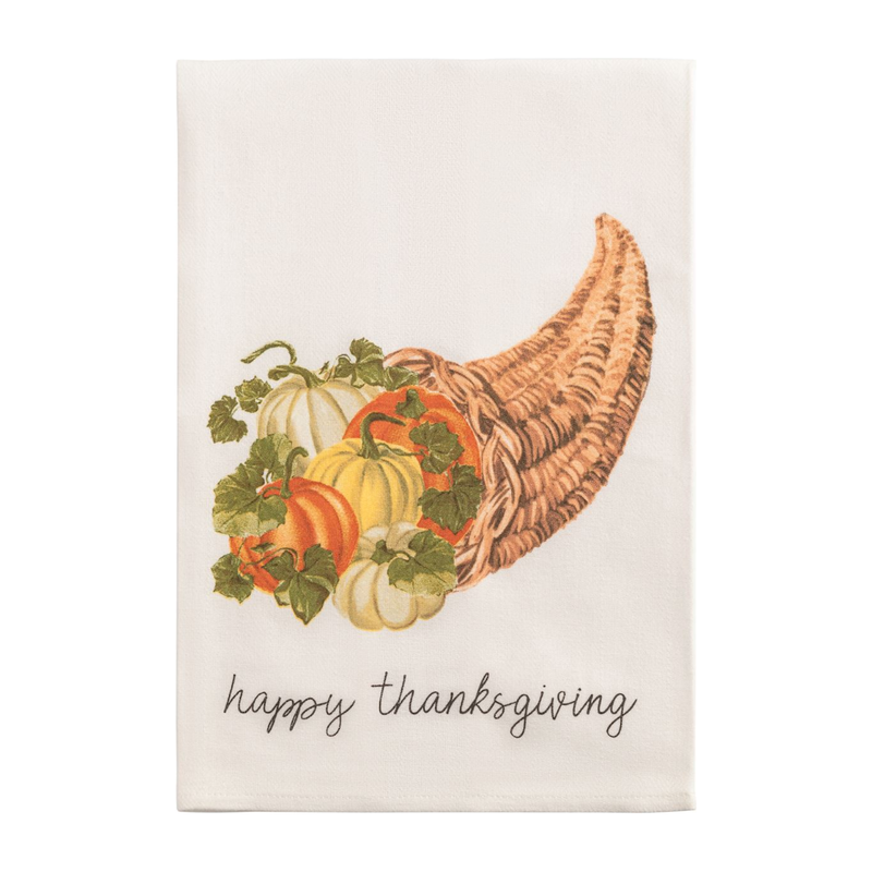Cornucopia Happy Thanksgiving Tea Towel