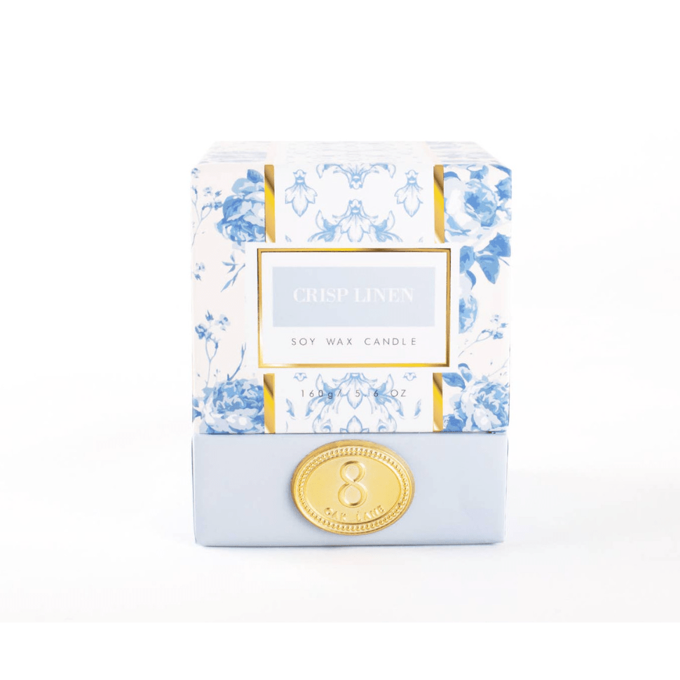 Crisp Linen Soy Wax Candle - White Farmhouse Flowers