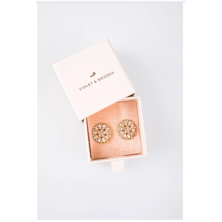 Crystal Glam Post Earring - White Farmhouse Flowers