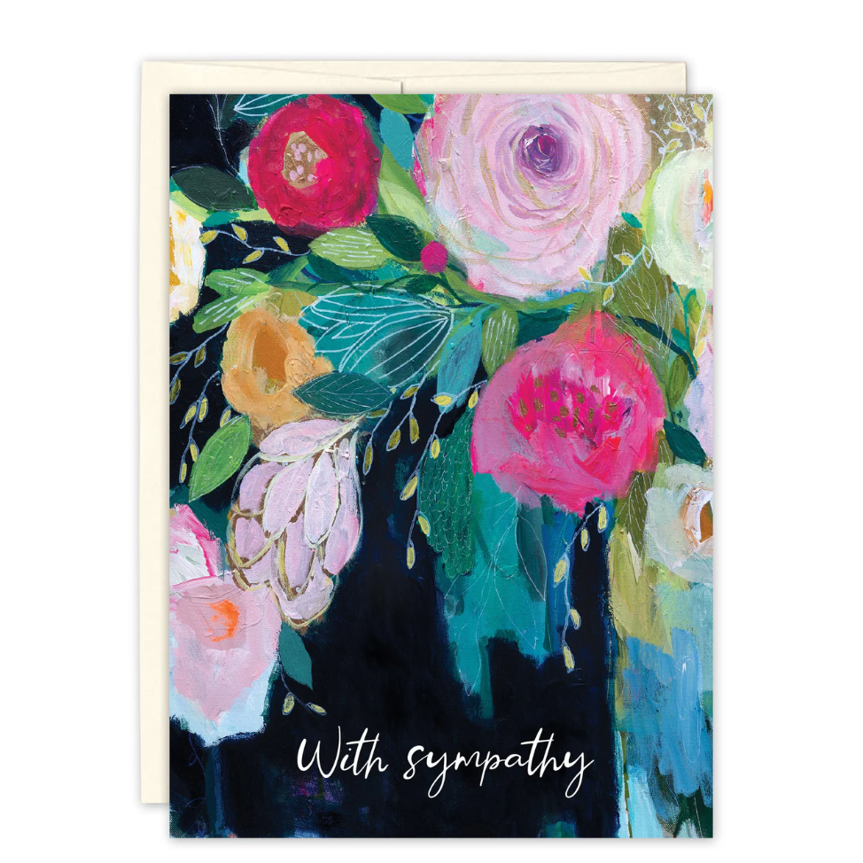 Deep Blooms Sympathy Card CS018 - White Farmhouse Flowers