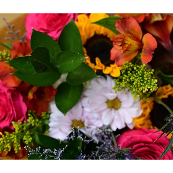 Designers Choice - Bright Colors In A Vase - White Farmhouse Flowers