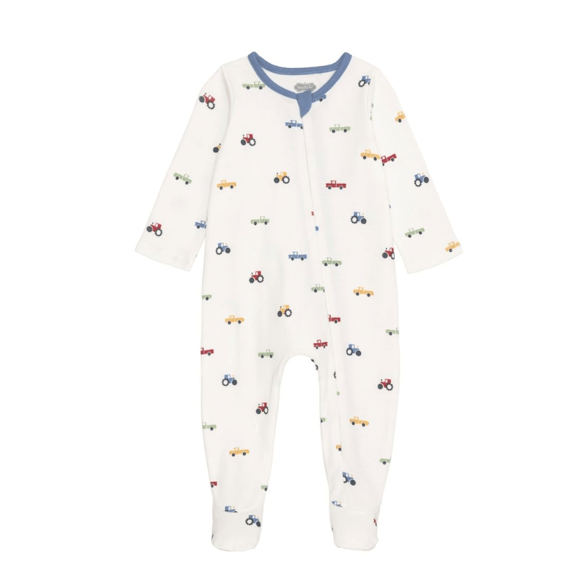 Ditsy Tractor Sleeper - White Farmhouse Flowers