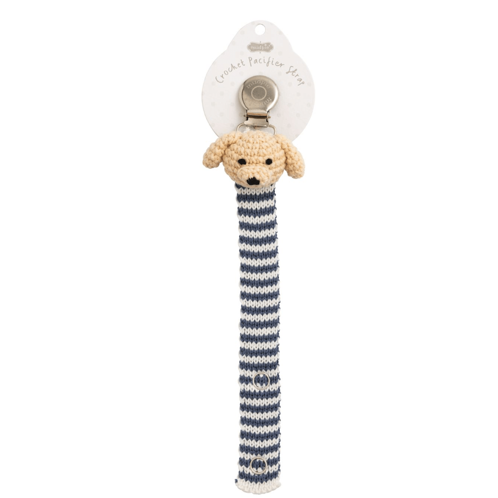 Dog Crochet Pacifier Strap - White Farmhouse Flowers