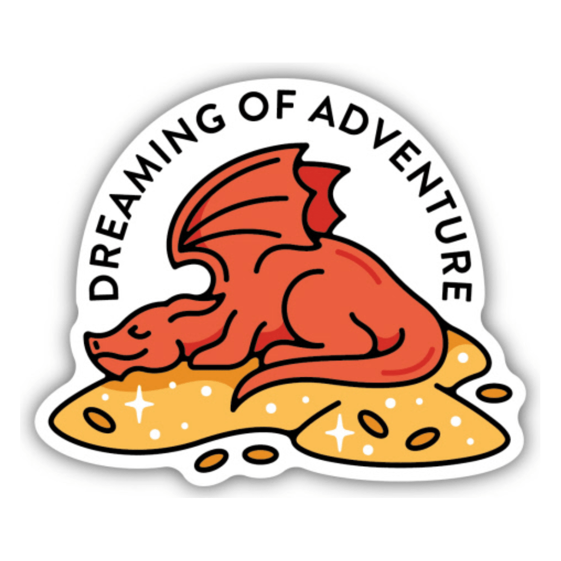 Dreaming of Adventure Sleeping Dragon Sticker - White Farmhouse Flowers