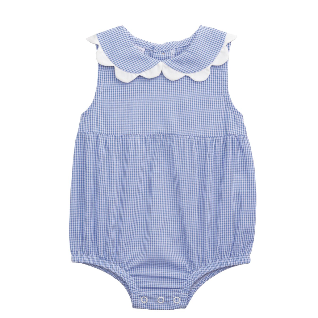 Blue Gingham Scallop Bubble
