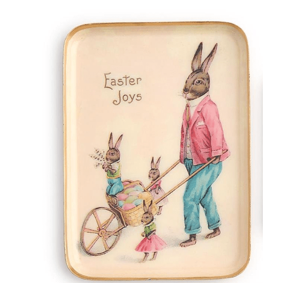 Easter Joys Metal Tray - White Farmhouse Flowers