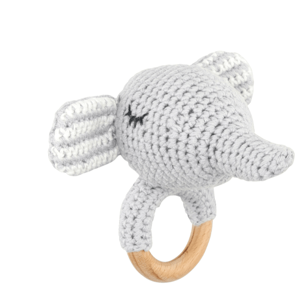 Elephant Knit Rattle - White Farmhouse Flowers