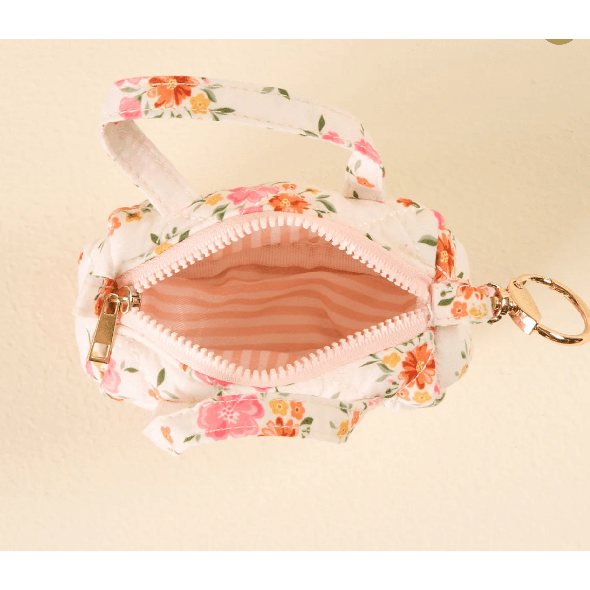 Endless Daydream Cream Itty Bitty Duffle Bag Charm - White Farmhouse Flowers