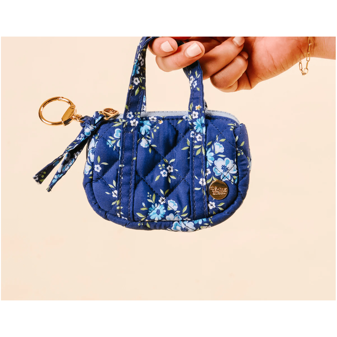Endless Dream Navy Itty Bitty Duffle Bag Charm - White Farmhouse Flowers