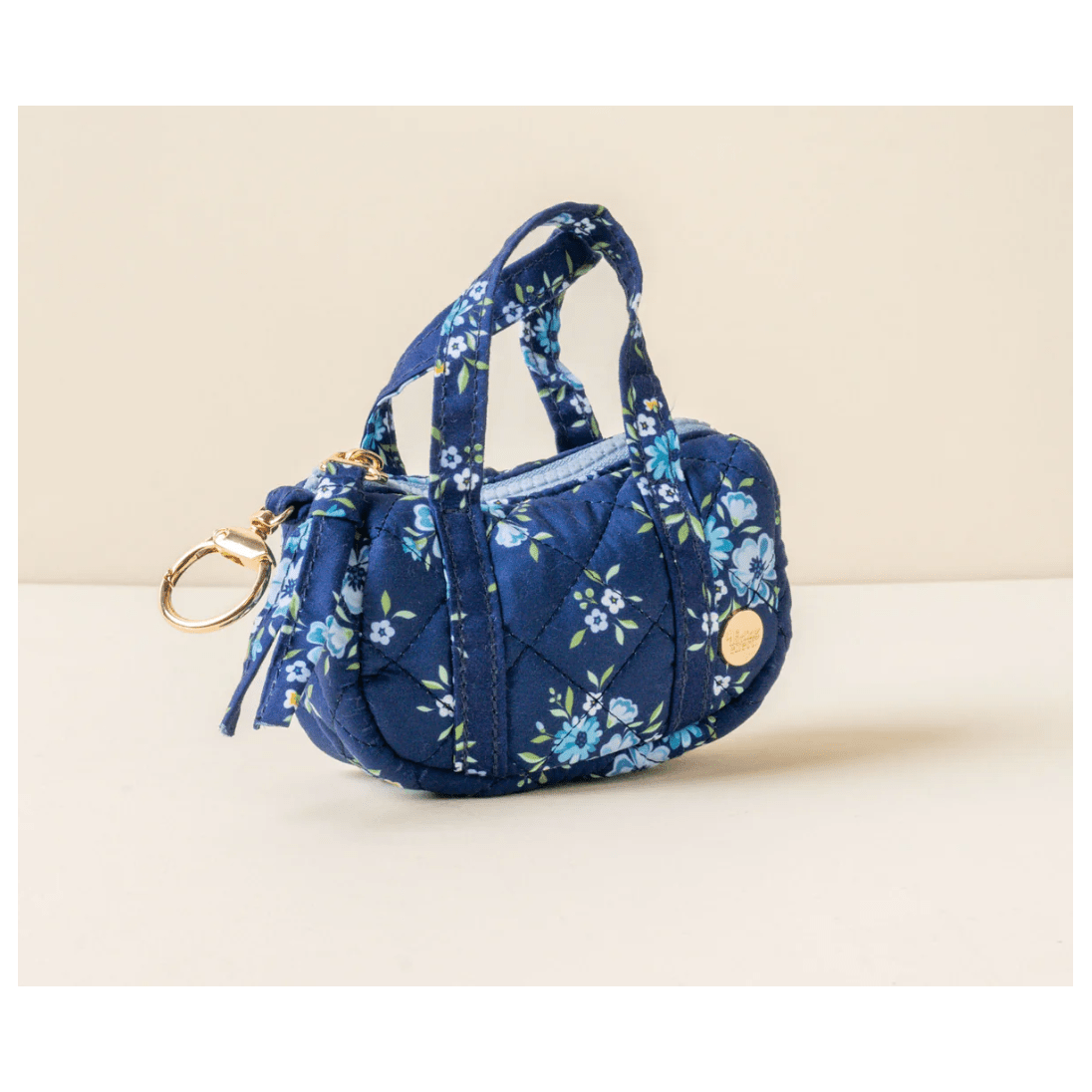 Endless Dream Navy Itty Bitty Duffle Bag Charm - White Farmhouse Flowers