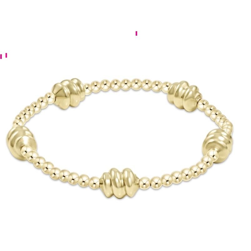 eNewton Admire Gold 3mm Gold Bead Bracelet (BADG3G) - White Farmhouse Flowers
