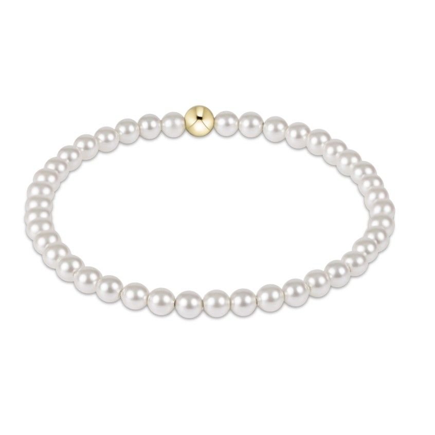 eNewton Classic Pearl 4mm Bracelet - White Farmhouse Flowers