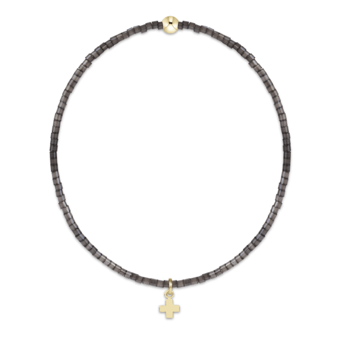 eNewton Hope Classic Moonlight Bracelet Signature Cross Small Gold Charm - White Farmhouse Flowers