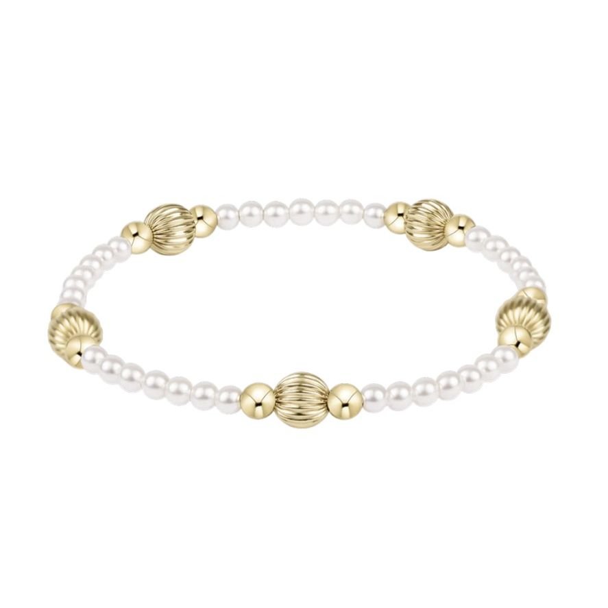 eNewton Purpose Dignity 6mm Pearl Bracelet - White Farmhouse Flowers