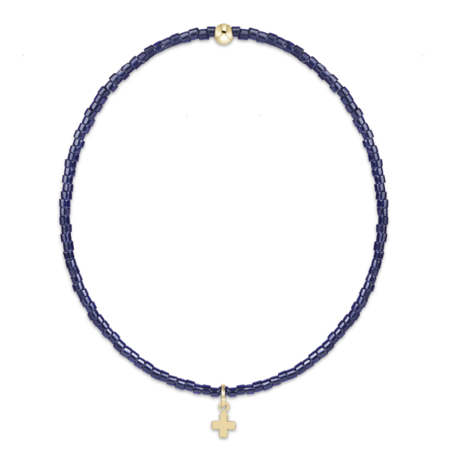 eNewton Hope Classic Navy Bracelet Signature Cross Small Gold Charm