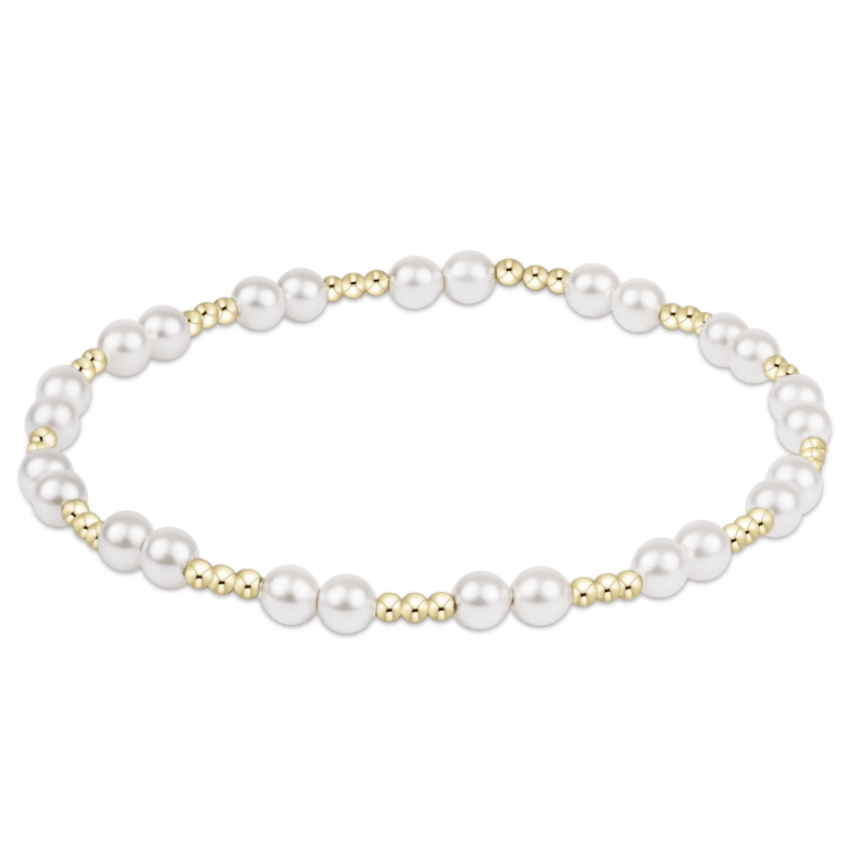 Extends Together Pearl 4mm Bracelet - White Farmhouse Flowers