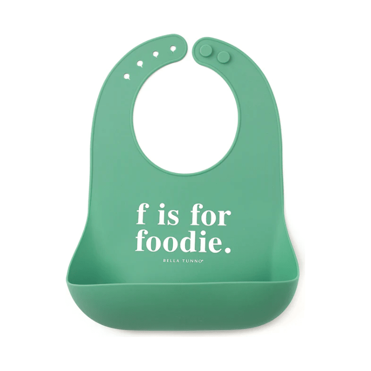 f is for foodie Wonder Bib - White Farmhouse Flowers